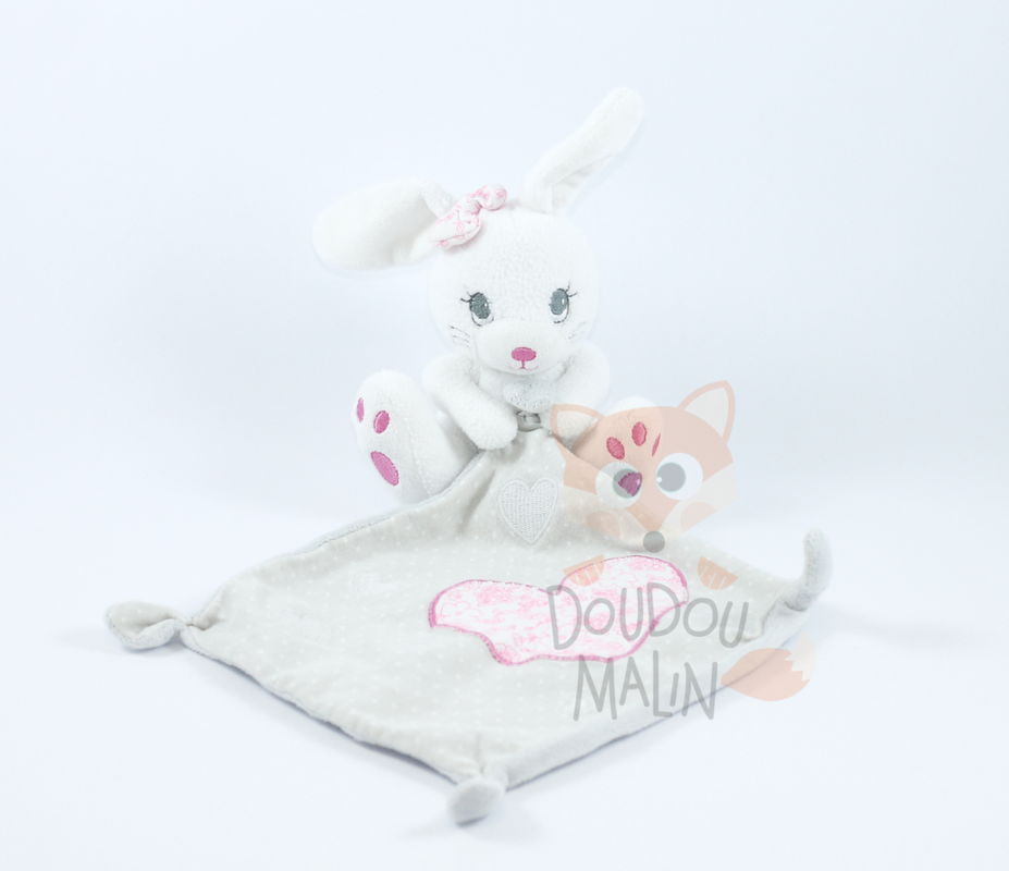  baby comforter rabbit pink grey heart flower 